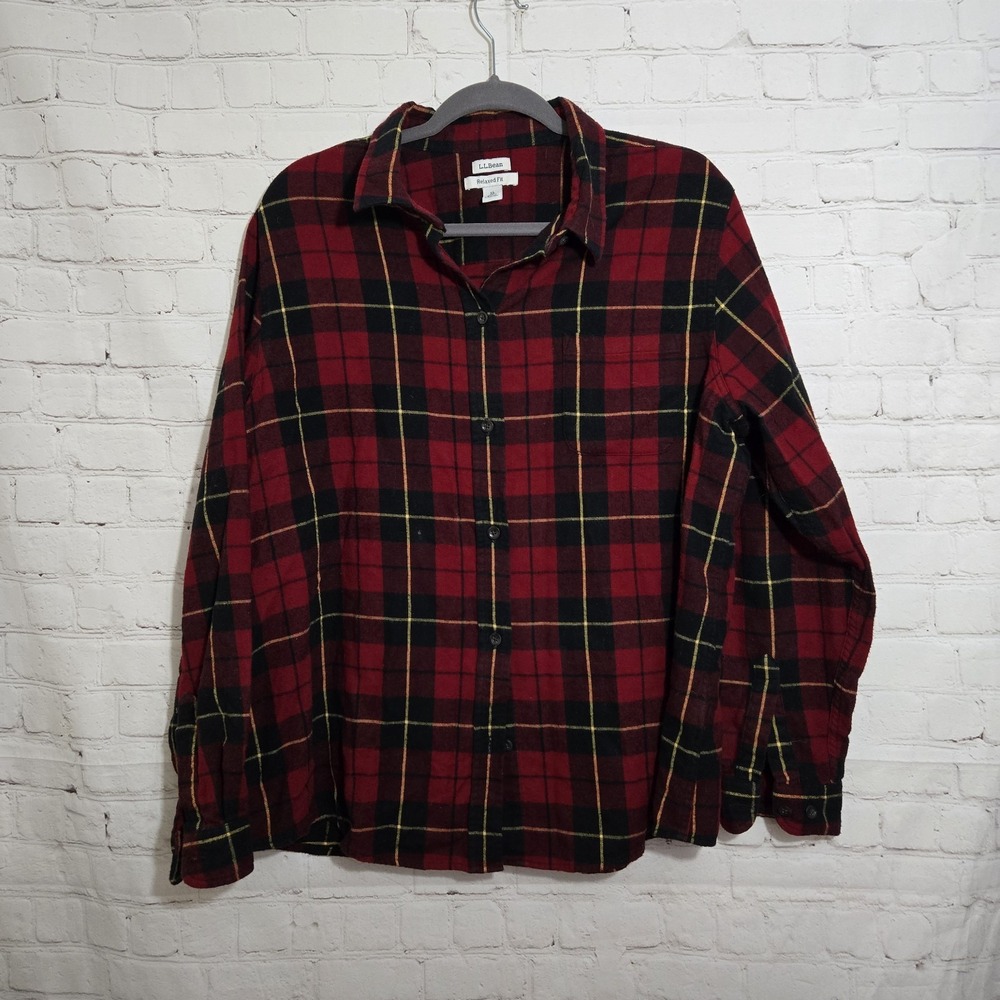 L.L. Bean Men's Scotch Plaid Flannel Shirt, Relaxed Fit, Size XLarge, Christmas